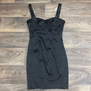Bebe little black satin dress size Small